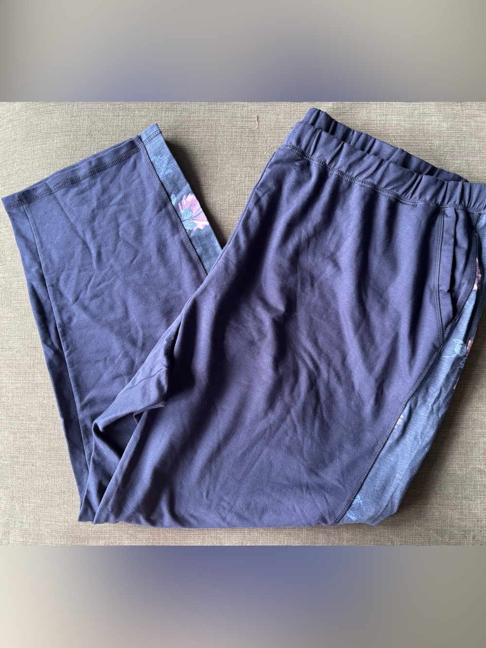 NWT Catherines French Terry Motivation Pants Plus Size 5X 34/36W Blue Floral